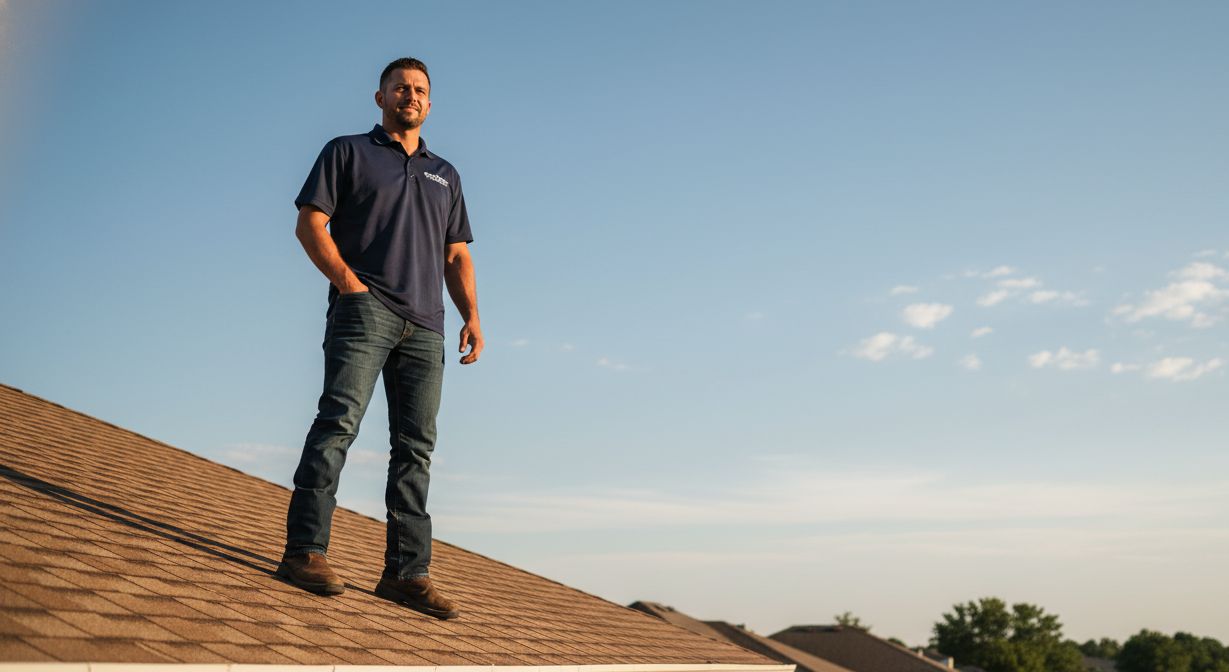 Roofer standing on roof in South Jersey
