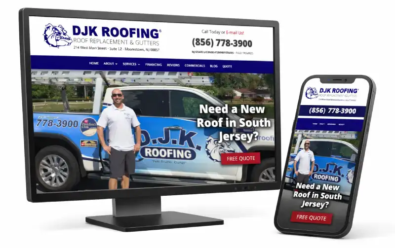 Contractor website example shown on PC and phone